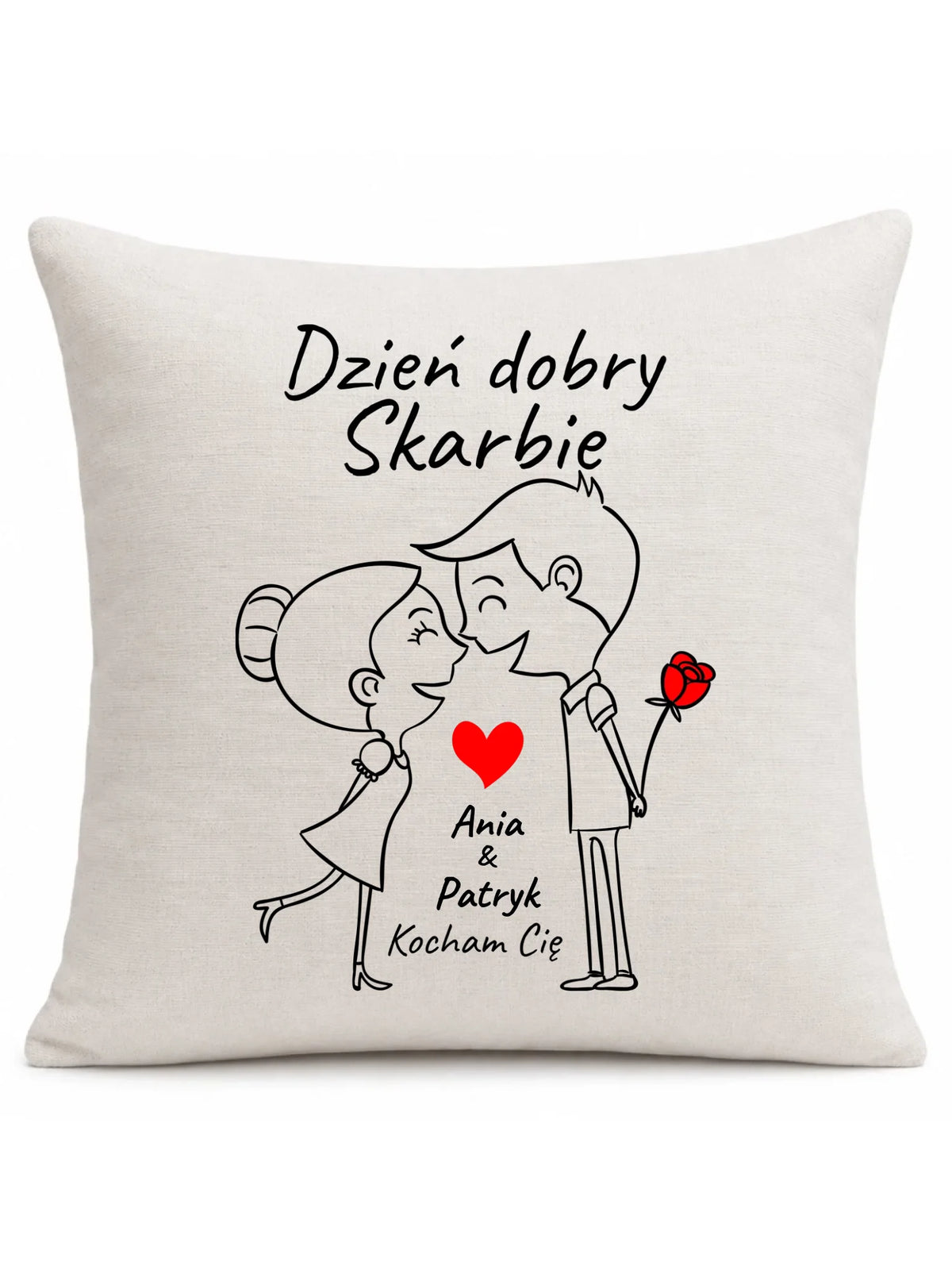 Poduszka dla par - Dzień dobry Skarbie - personalizowana W15