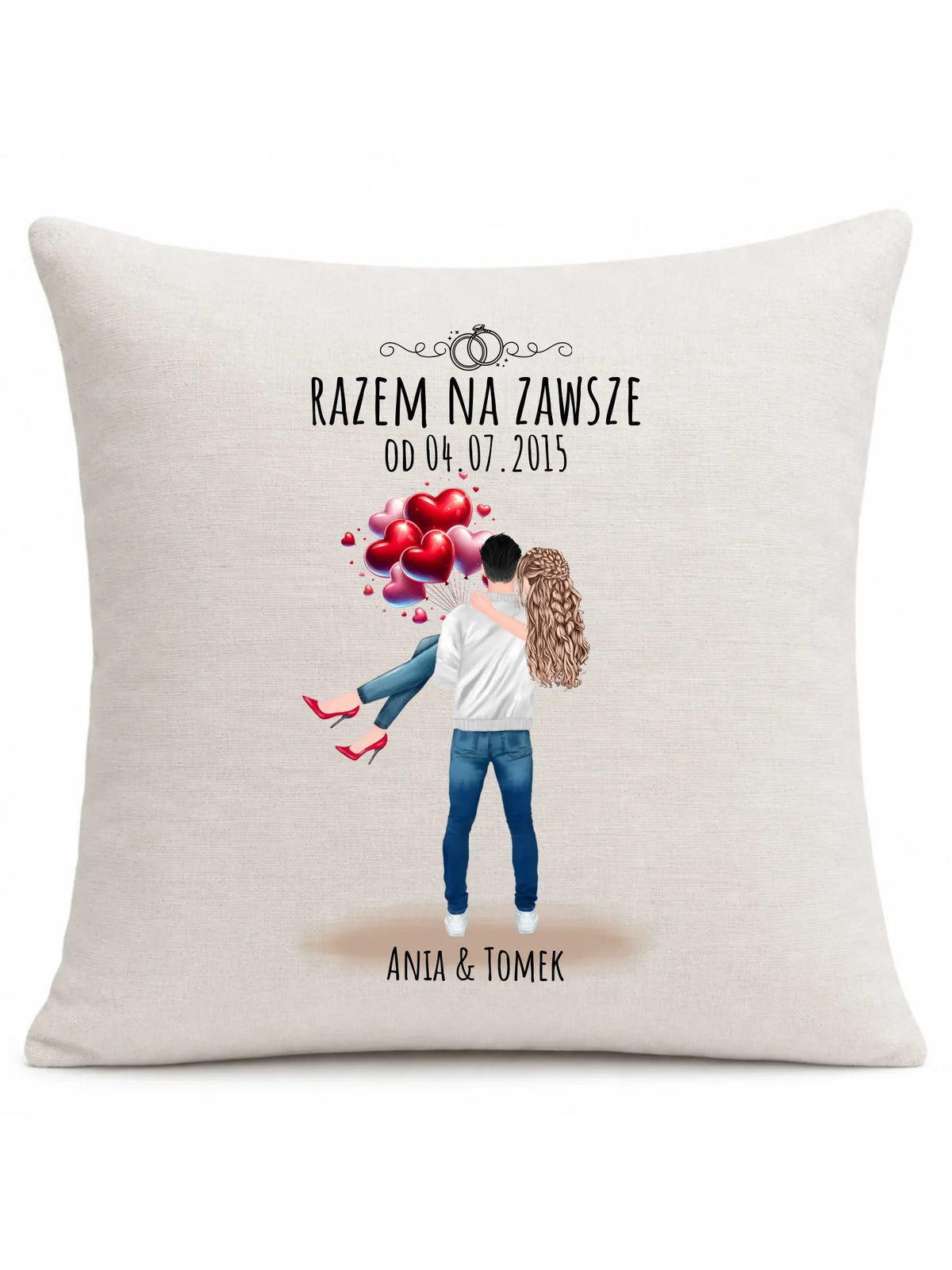 Poduszka dla par na rocznicę - Razem na zawsze - personalizowana W14