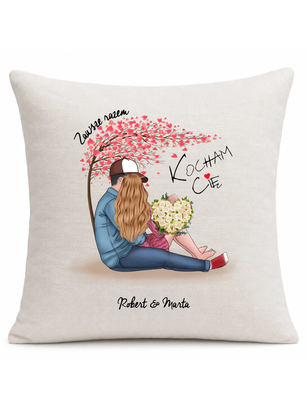 Poduszka dla par - Zawsze razem - personalizowana W04