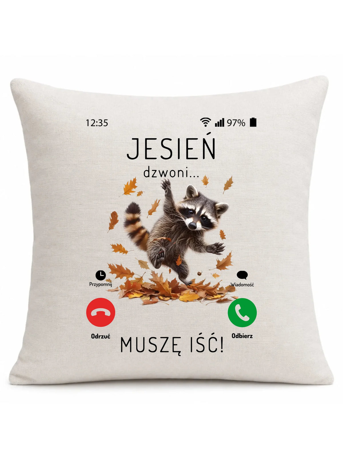 Poduszka jesienna - Jesień dzwoni muszę iść JS18