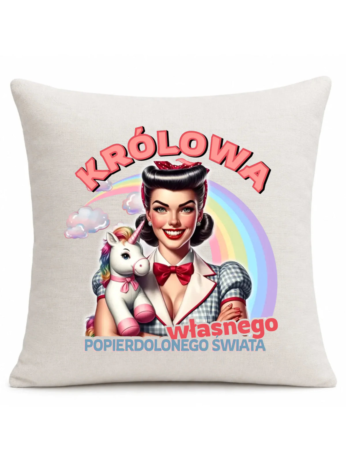 Śmieszna poduszka retro – Królowa własnego popierd*onego świata - bez cenzury DZ08