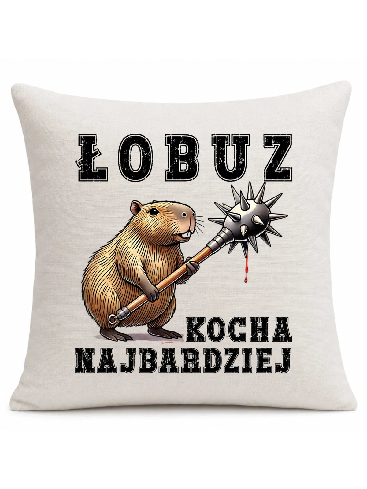 Poduszka - prezent dla chłopaka - Łobuz kapibara z maczugą DCH17