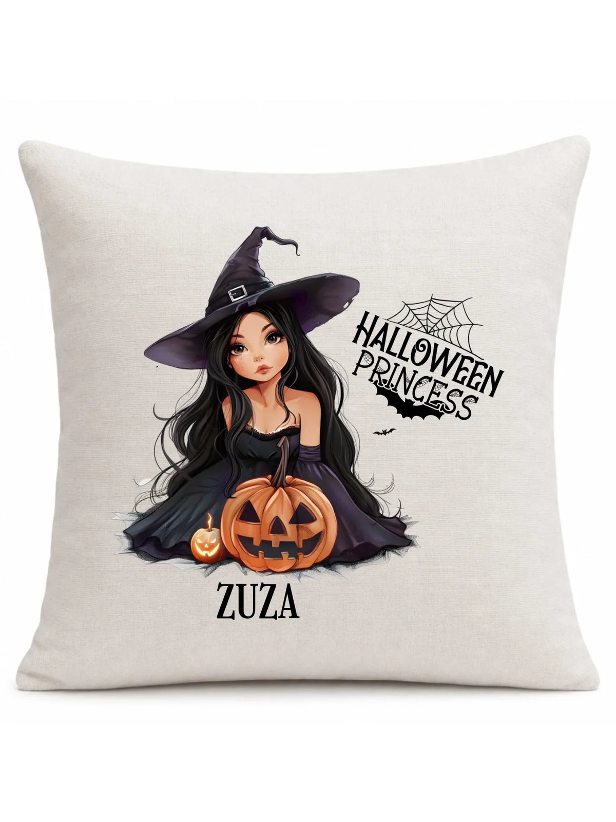 Poduszka halloweenowa - Czarownica z dynią - personalizowana HL10