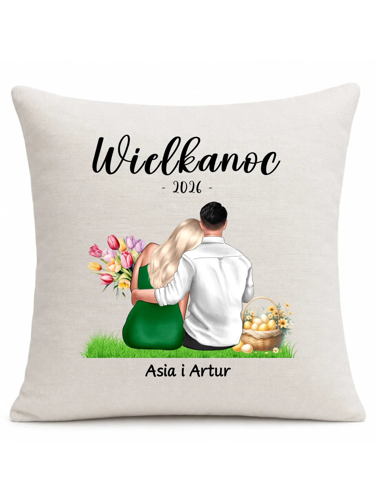 Poduszka na Wielkanoc dla par - personalizowana WN36