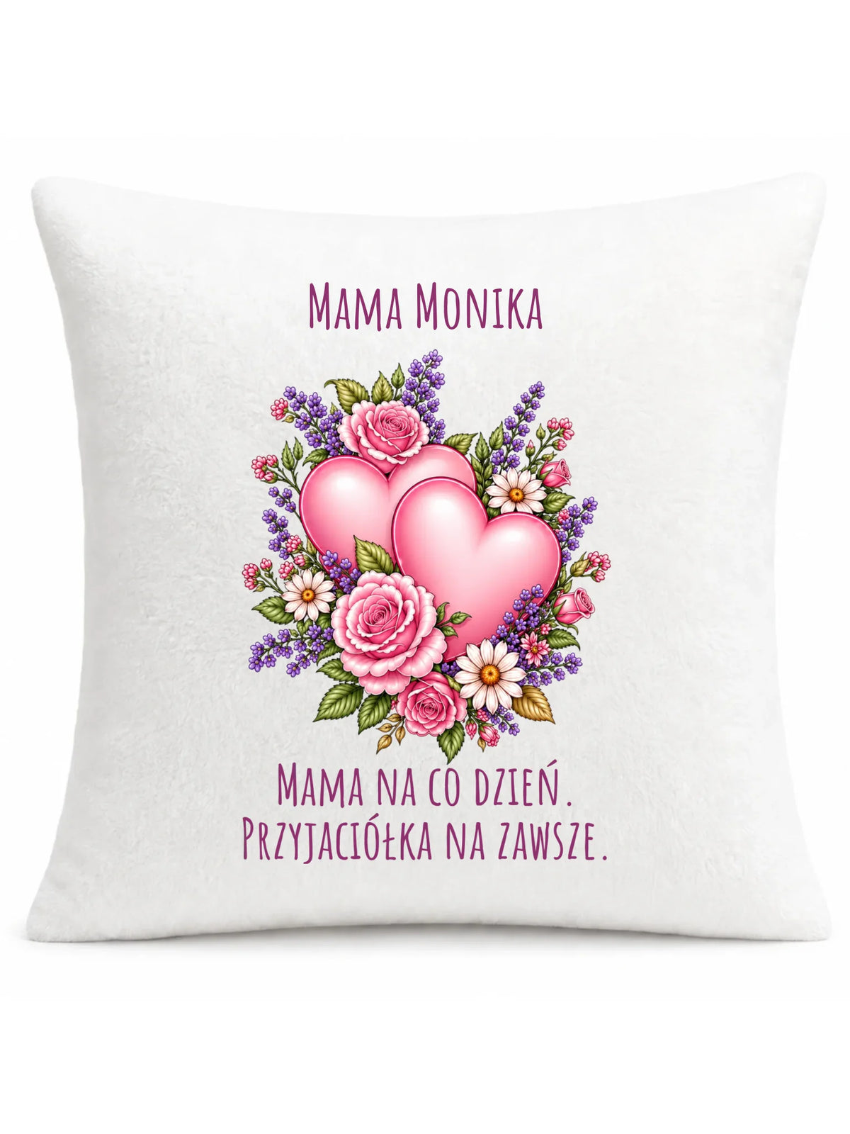 Poduszka dla mamy - Bukiet z sercami przyjaciółka - personalizowana DM39