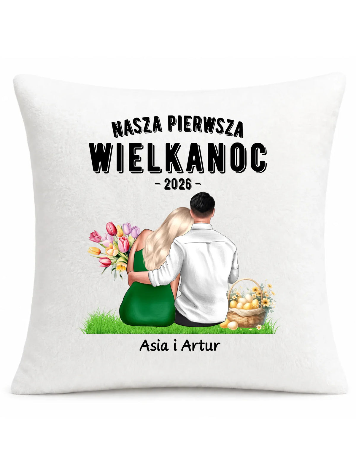 Poduszka wielkanocna dla par - Nasza pierwsza Wielkanoc - personalizowana WN16