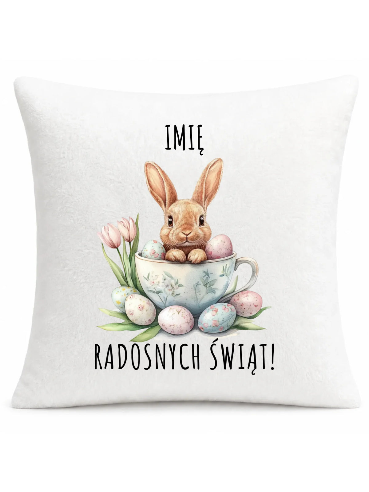 Poduszka na Wielkanoc - Zajączek radosnych świąt - personalizowana WN01