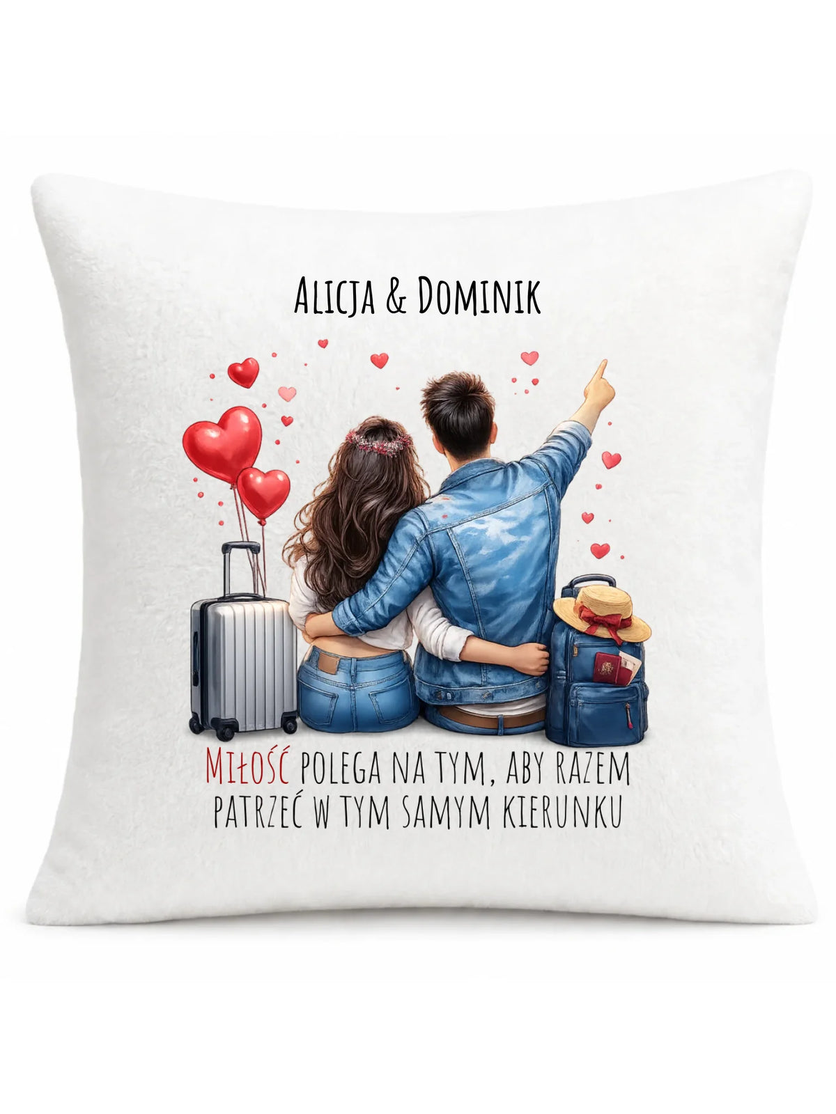 Poduszka dla par - Para w podróży miłość - personalizowana W12