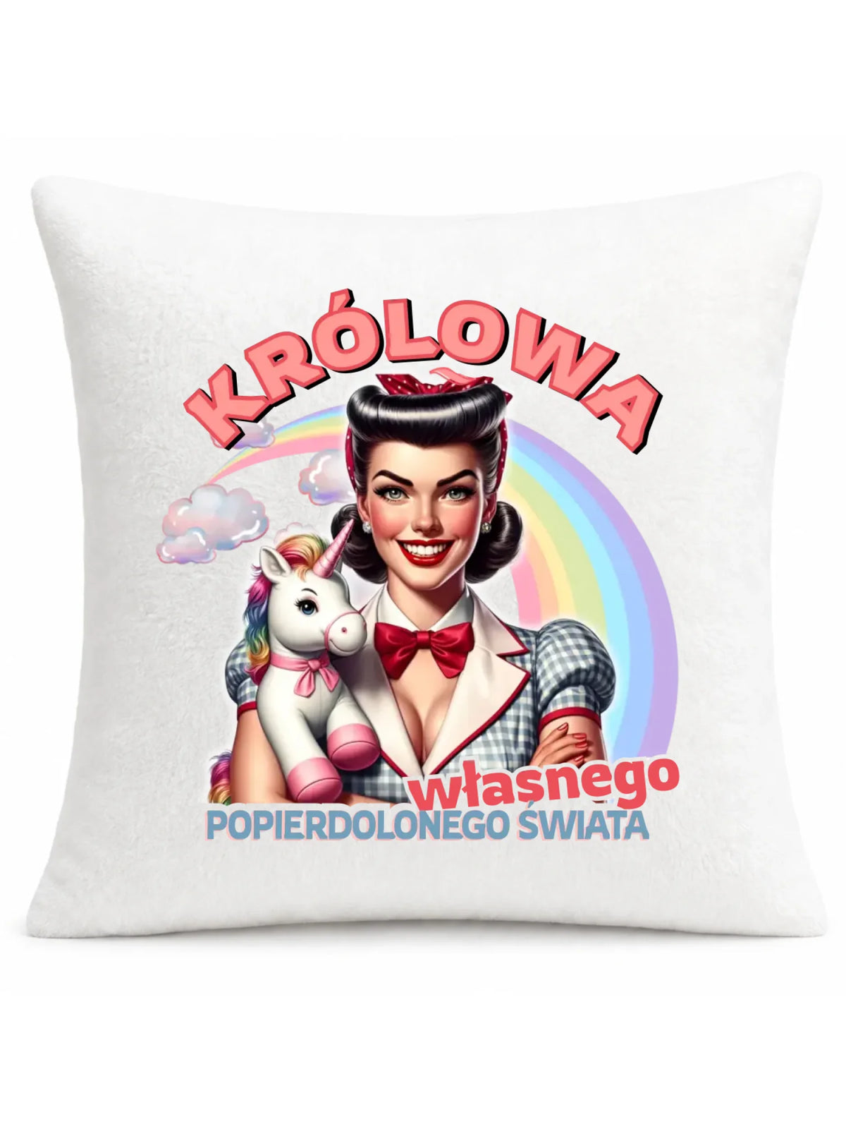 Śmieszna poduszka retro – Królowa własnego popierd*onego świata - bez cenzury DZ08