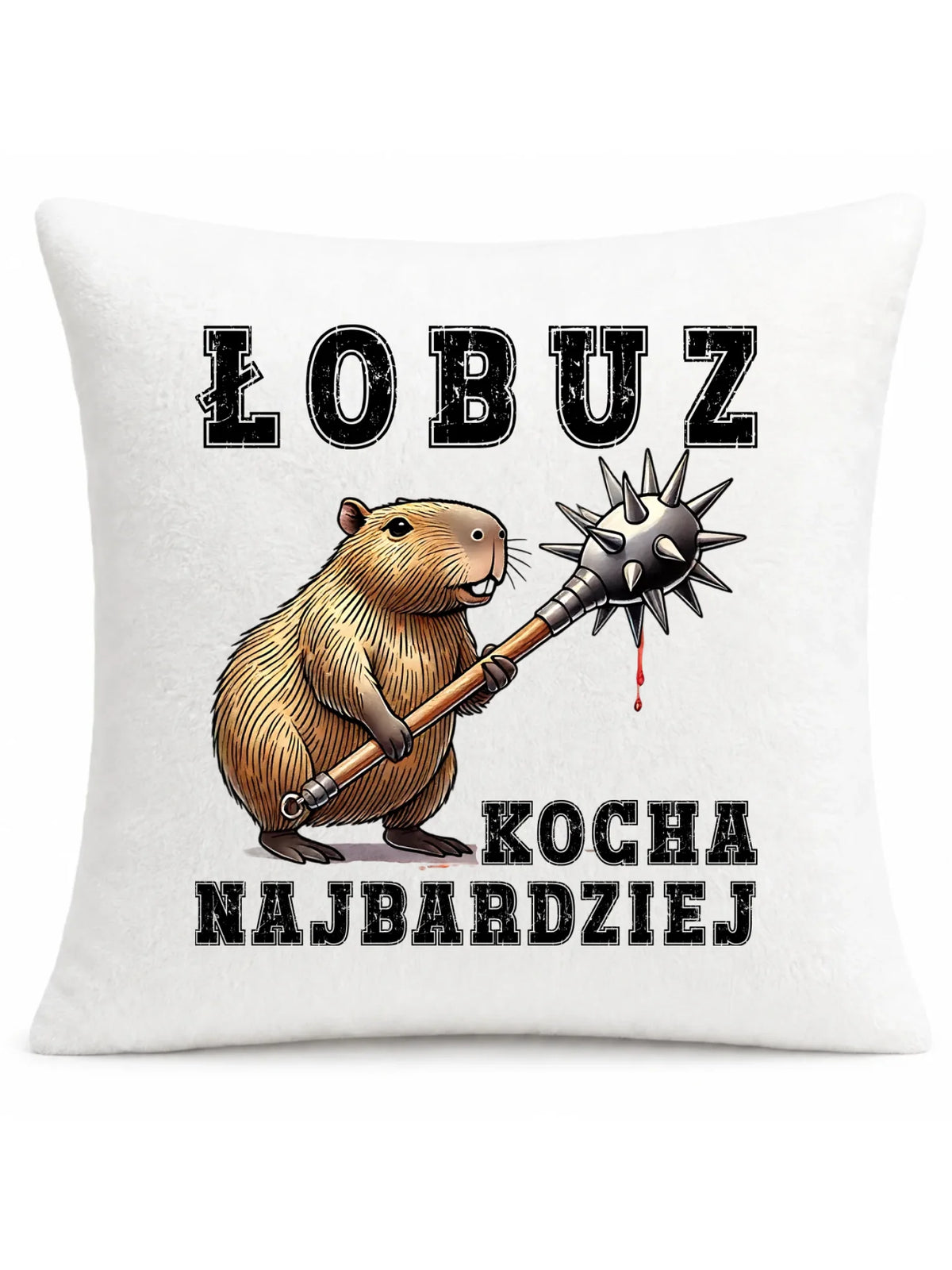 Poduszka - prezent dla chłopaka - Łobuz kapibara z maczugą DCH17