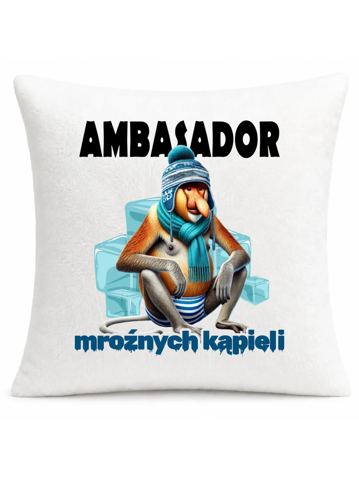 Poduszka - prezent dla morsa - Janusz Nosacz Mors - Ambasador mroźnych kąpieli HM03