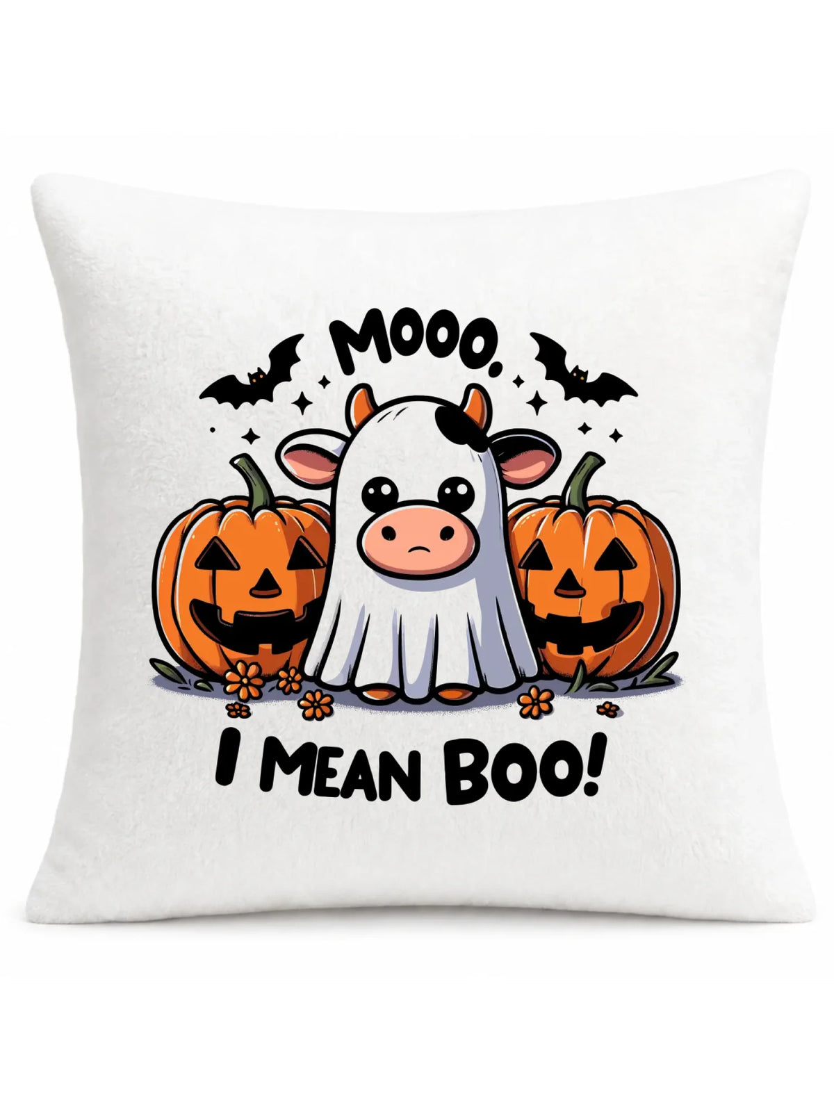 Poduszka na Halloween - Mooo I mean Boo! - z dynią i duchem HL14