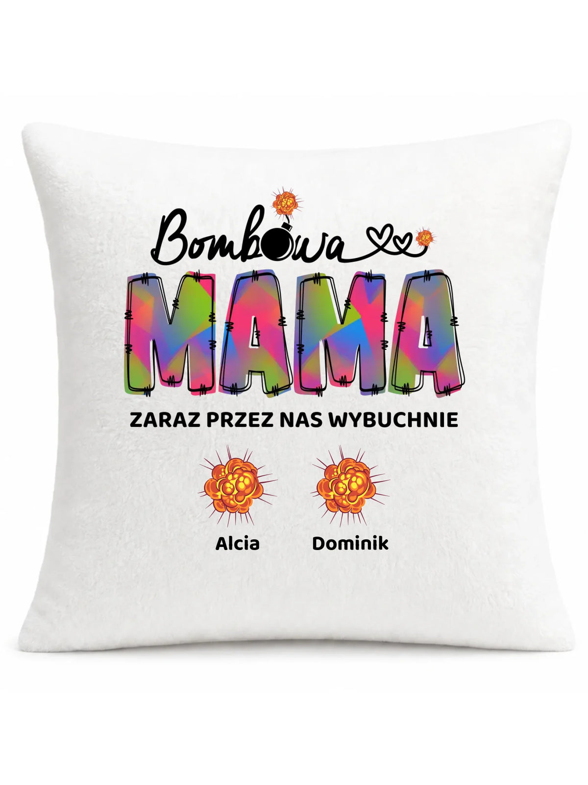 Poduszka dla mamy z imionami dzieci - Bombowa mama - personalizowana DM53