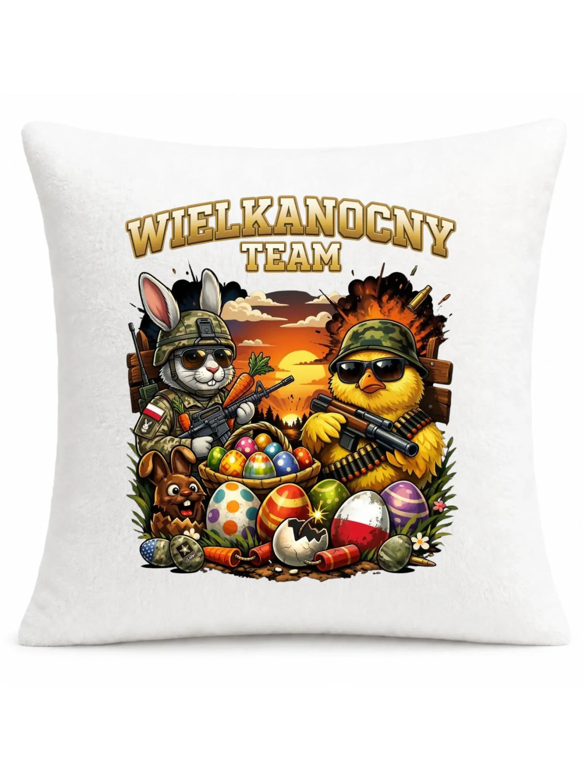 Poduszka na Wielkanoc - Kurczak i zając armia Wielkanocny Team WN37