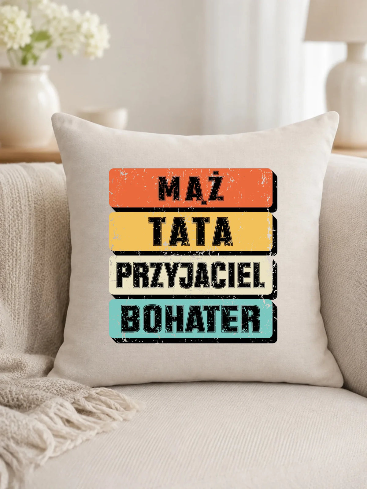 Poduszka dla taty - Mąż Tata Przyjaciel Bohater DT05