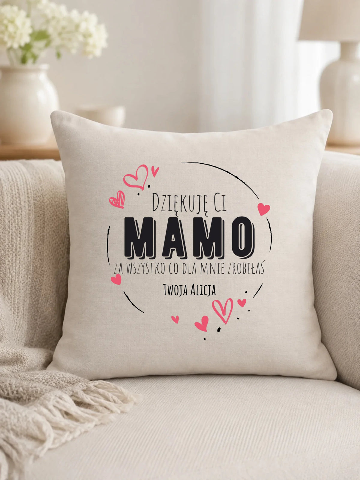 Poduszka dla mamy - Dziękuję Ci Mamo - personalizowana DM32