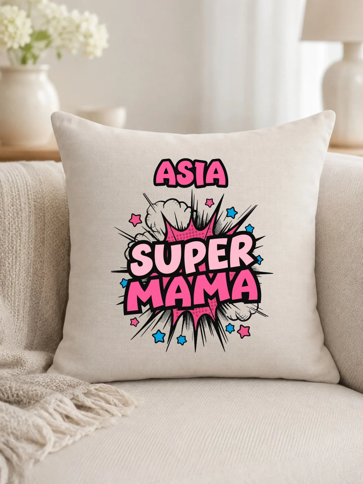 Poduszka dla mamy z imieniem - Super Mama - personalizowana DM24