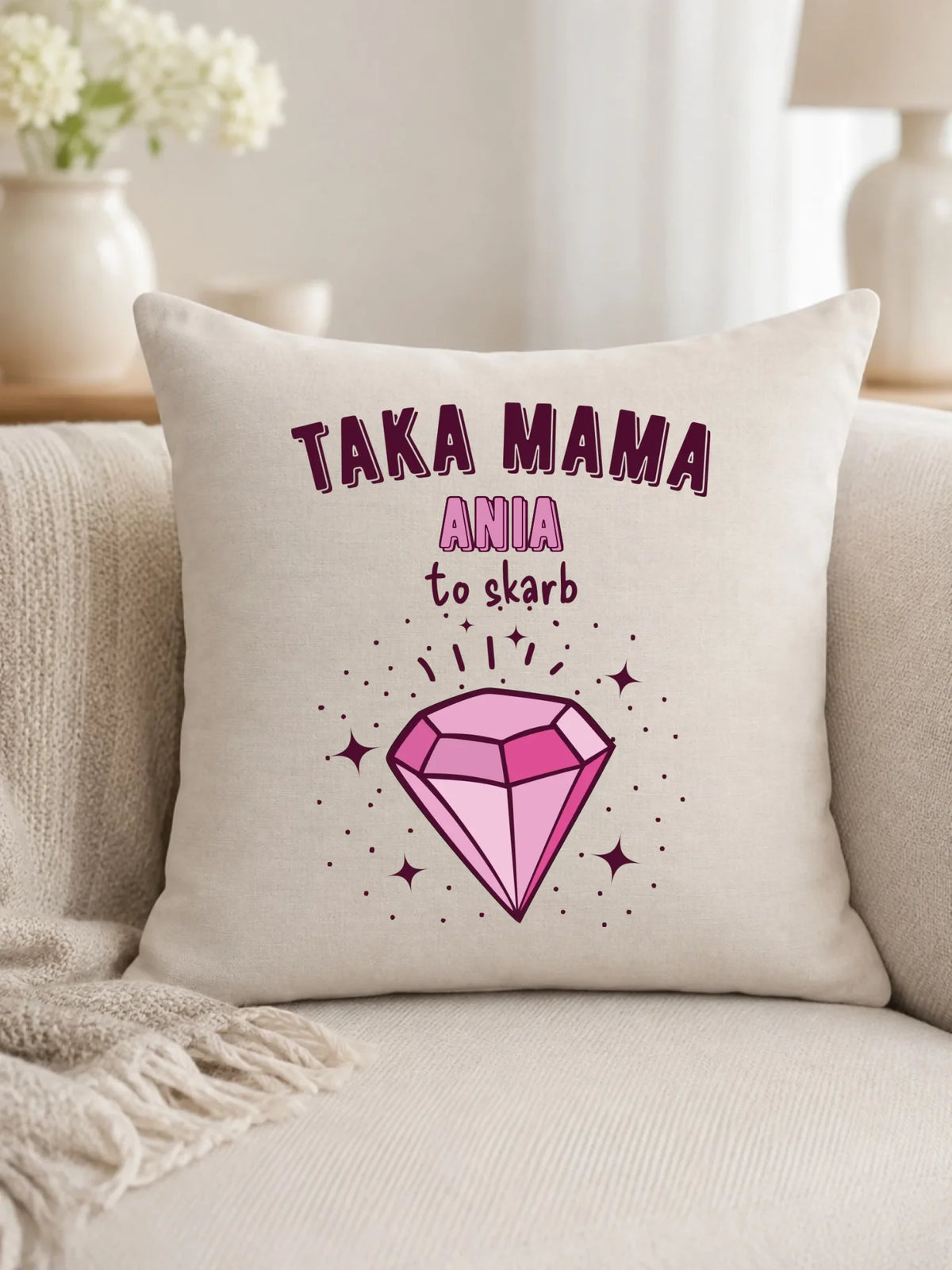 Poduszka z imieniem dla mamy - Taka mama to skarb - personalizowana DM18