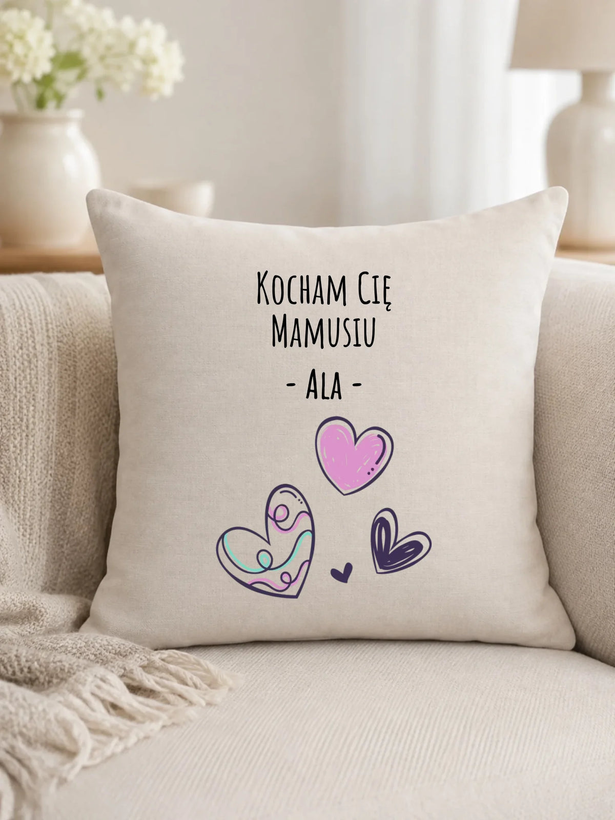 Poduszka dla mamy - Kocham Cię Mamusiu - personalizowana DM05