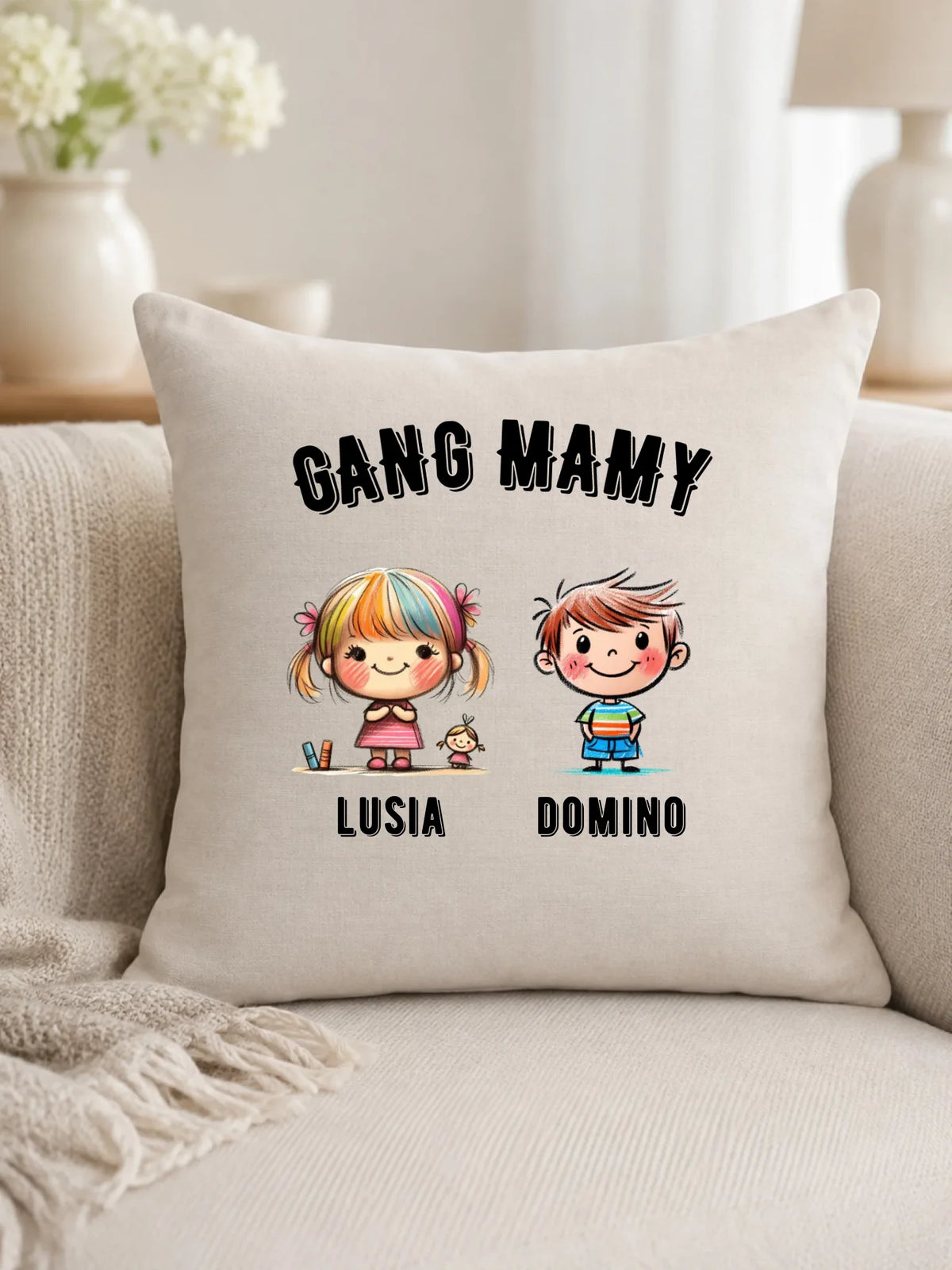 Poduszka dla mamy z imionami dzieci - Gang mamy - personalizowana DM09