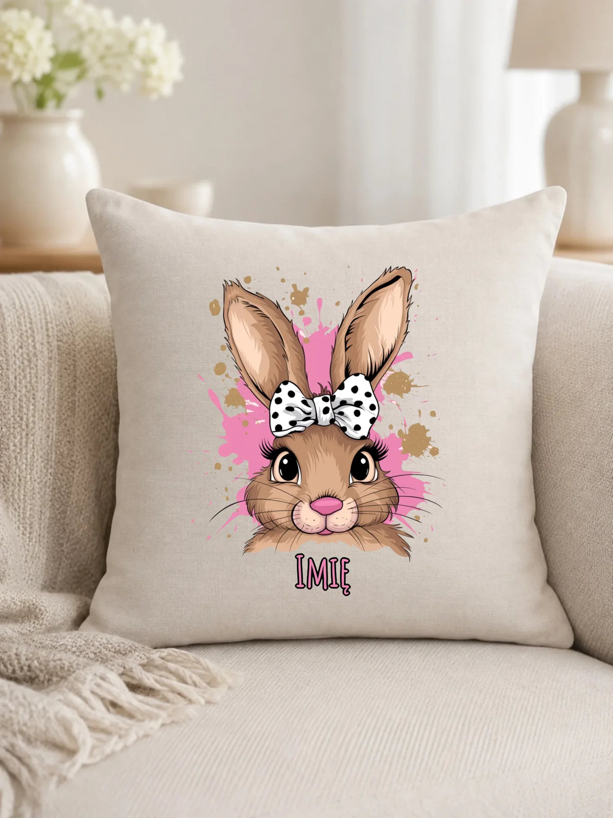 Poduszka na Wielkanoc - Słodki Zajączek - personalizowana WN08