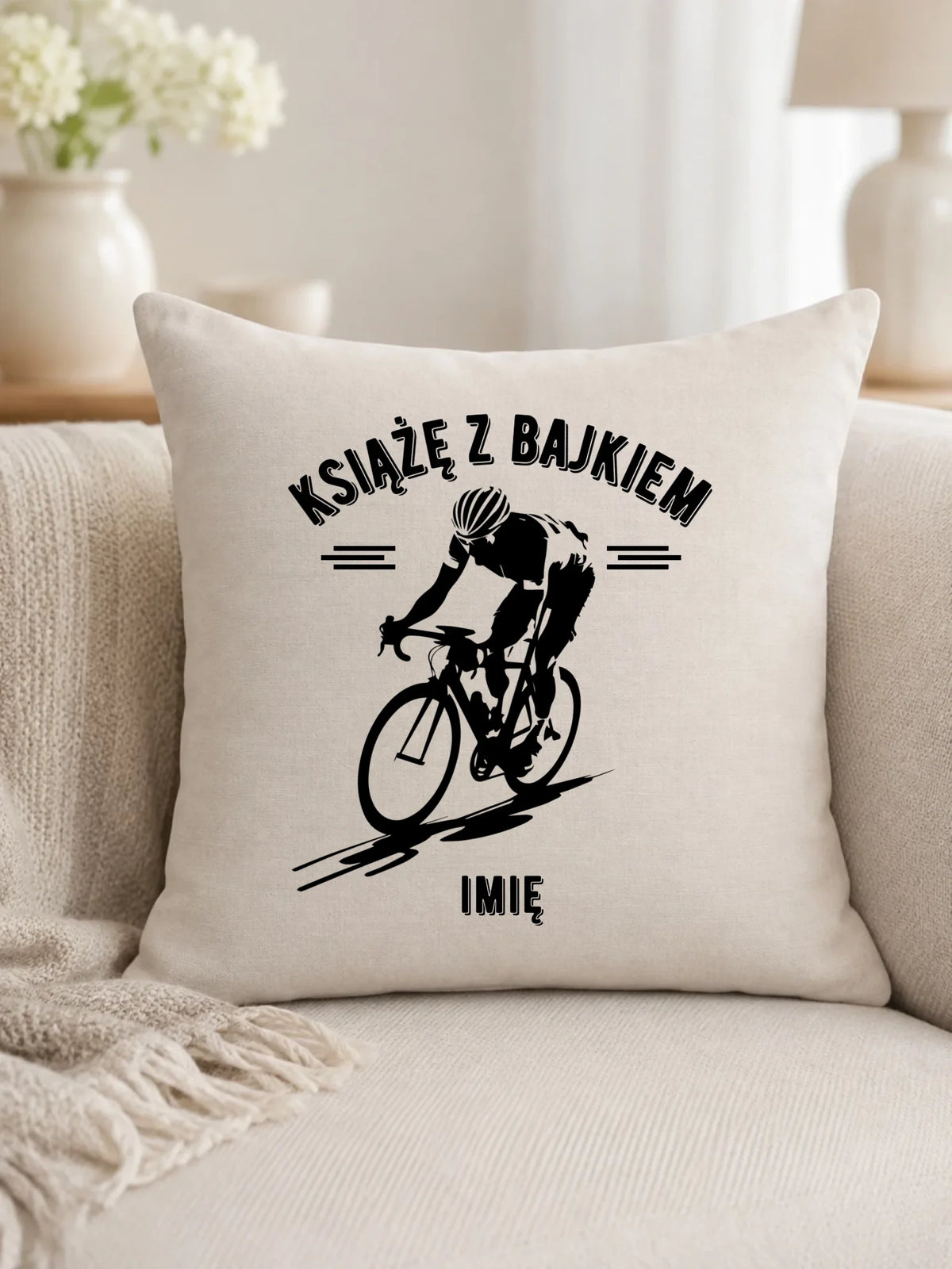 Poduszka dla rowerzysty - Książę z bajkiem - personalizowana HR01