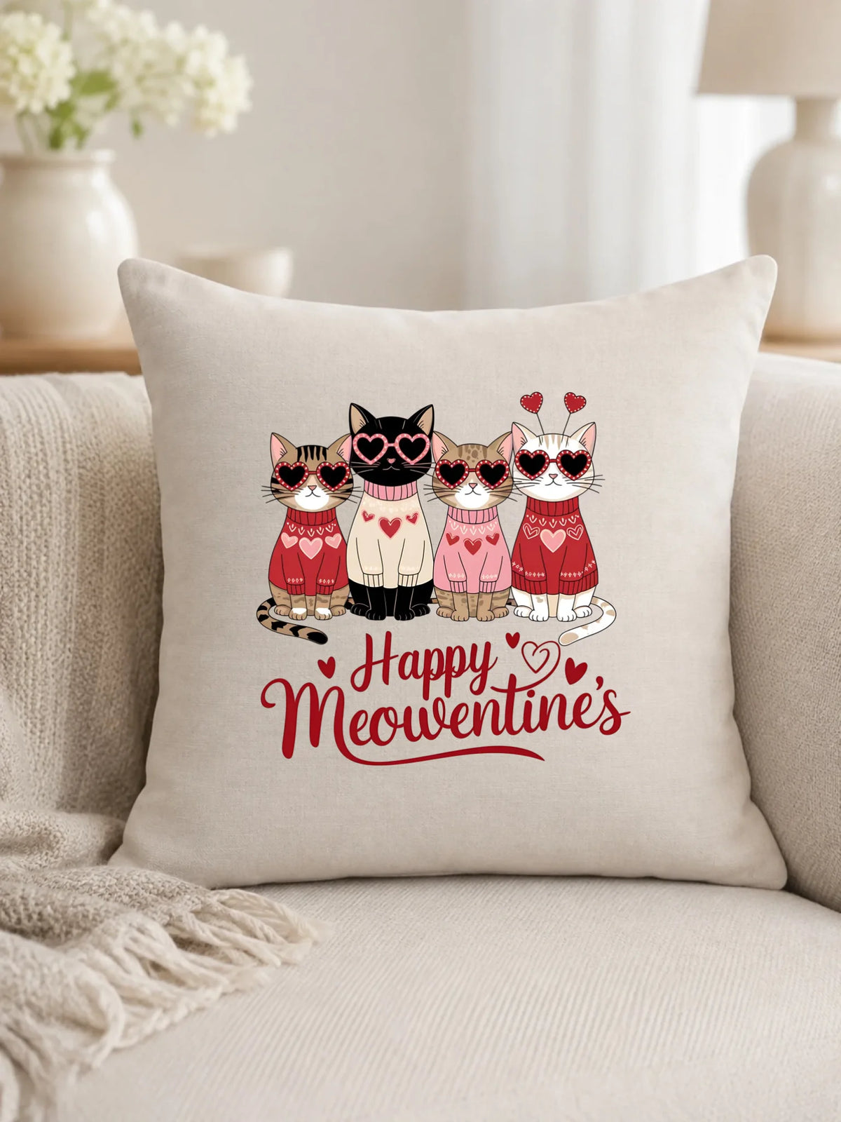 Poduszka na Walentynki dla kociary - Happy Meowentine's W25