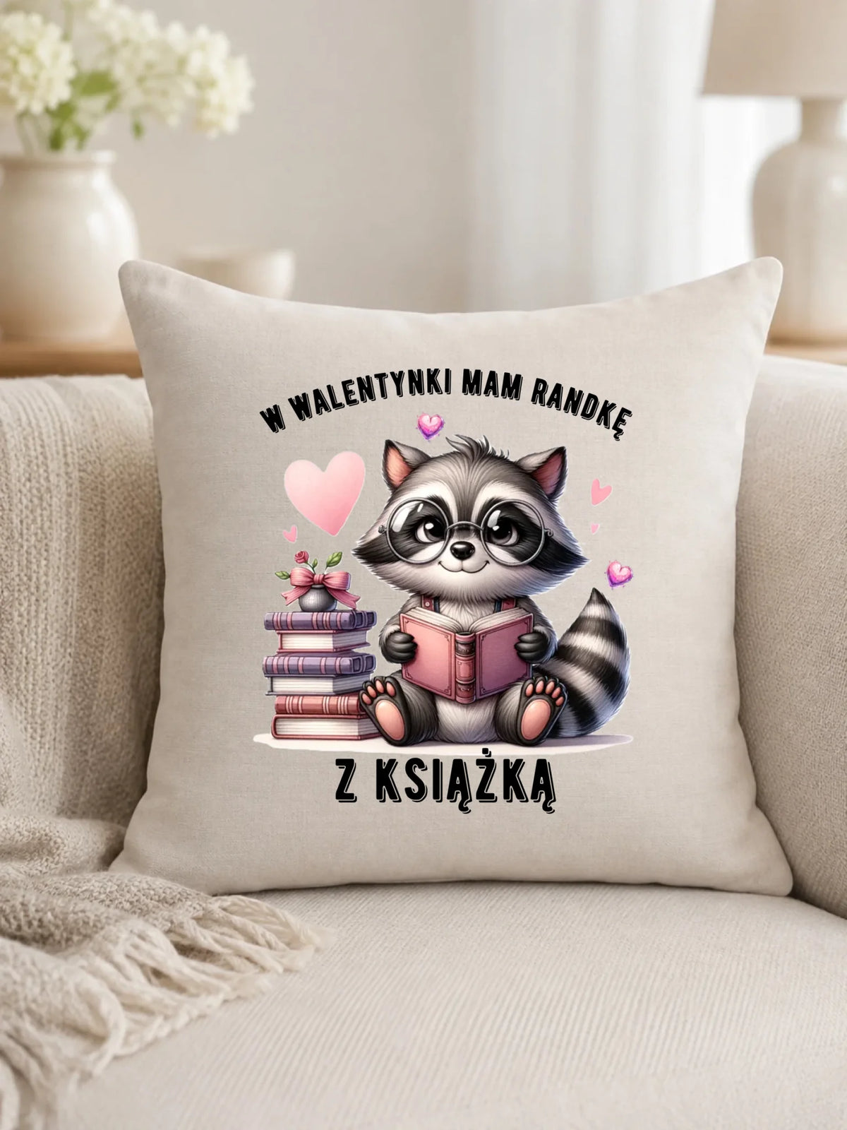 Poduszka na Walentynki dla mola książkowego – Mam randkę z książką W20