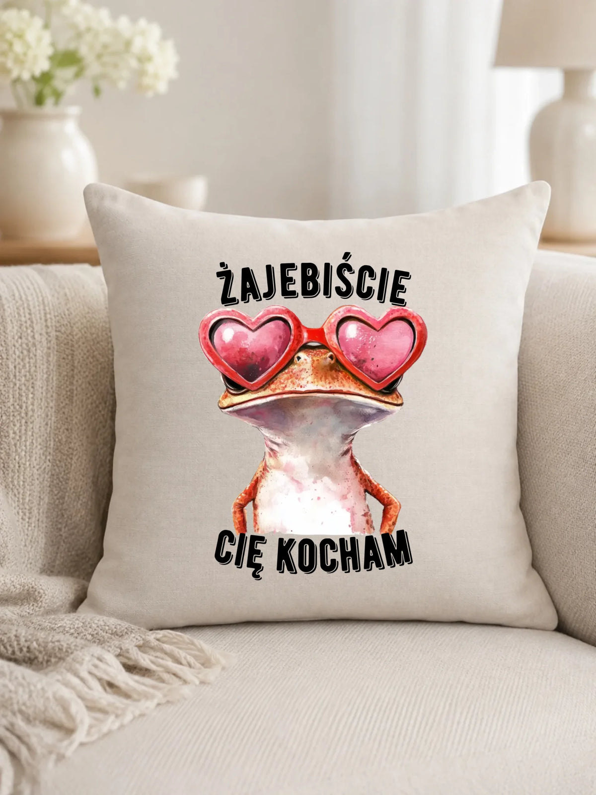Poduszka dla par - Żajebiście Cię Kocham Żaba W17