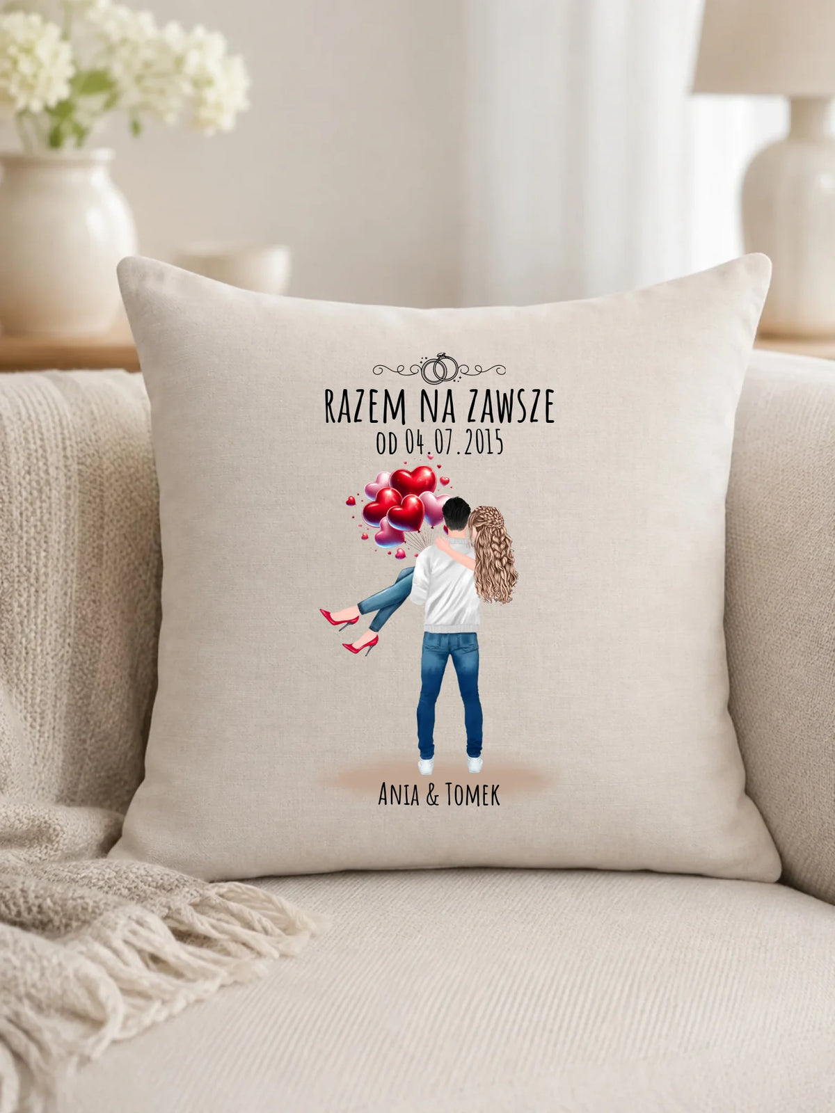 Poduszka dla par na rocznicę - Razem na zawsze - personalizowana W14