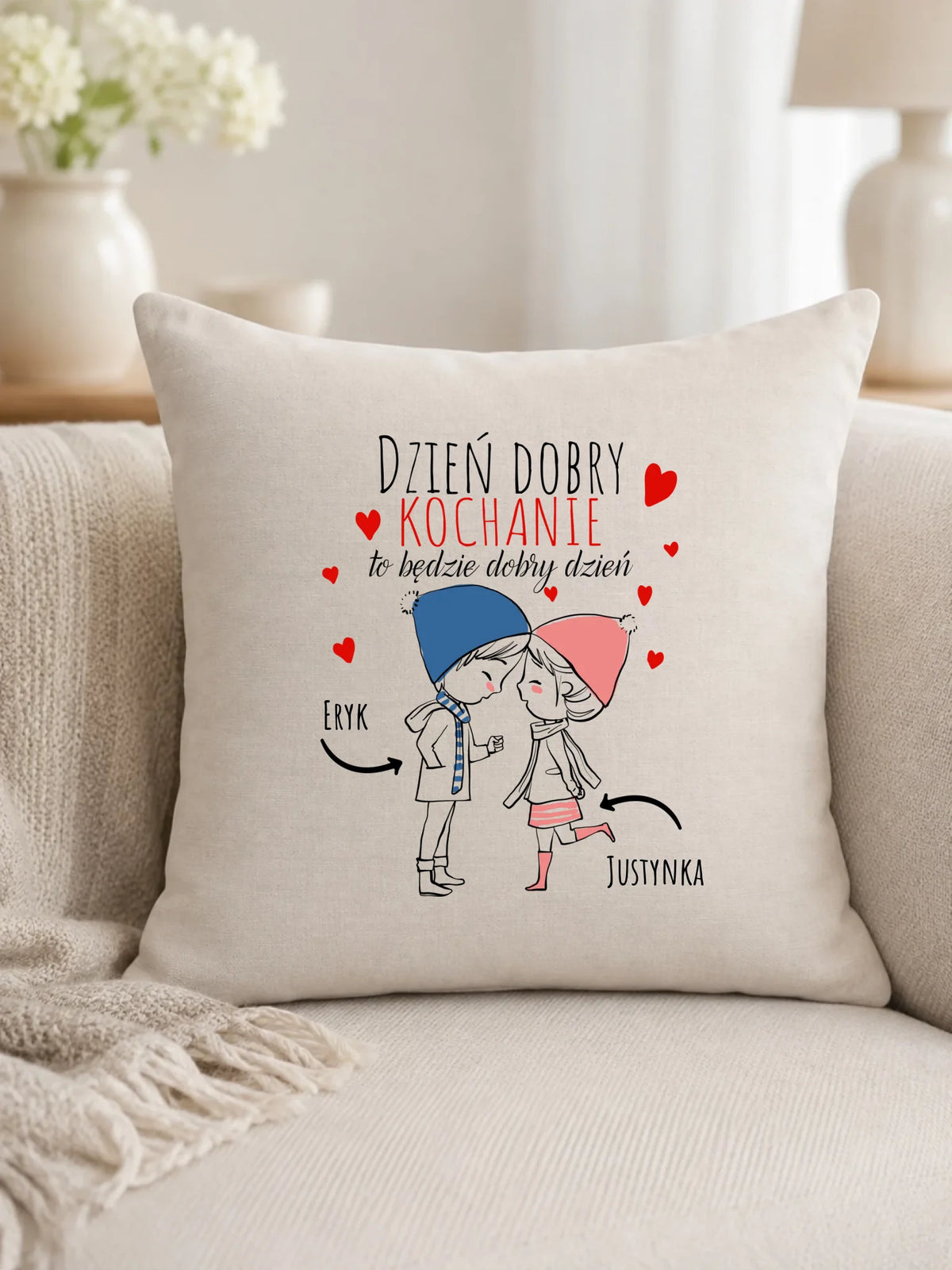 Poduszka dla par - Dzień dobry Kochanie - personalizowana W10