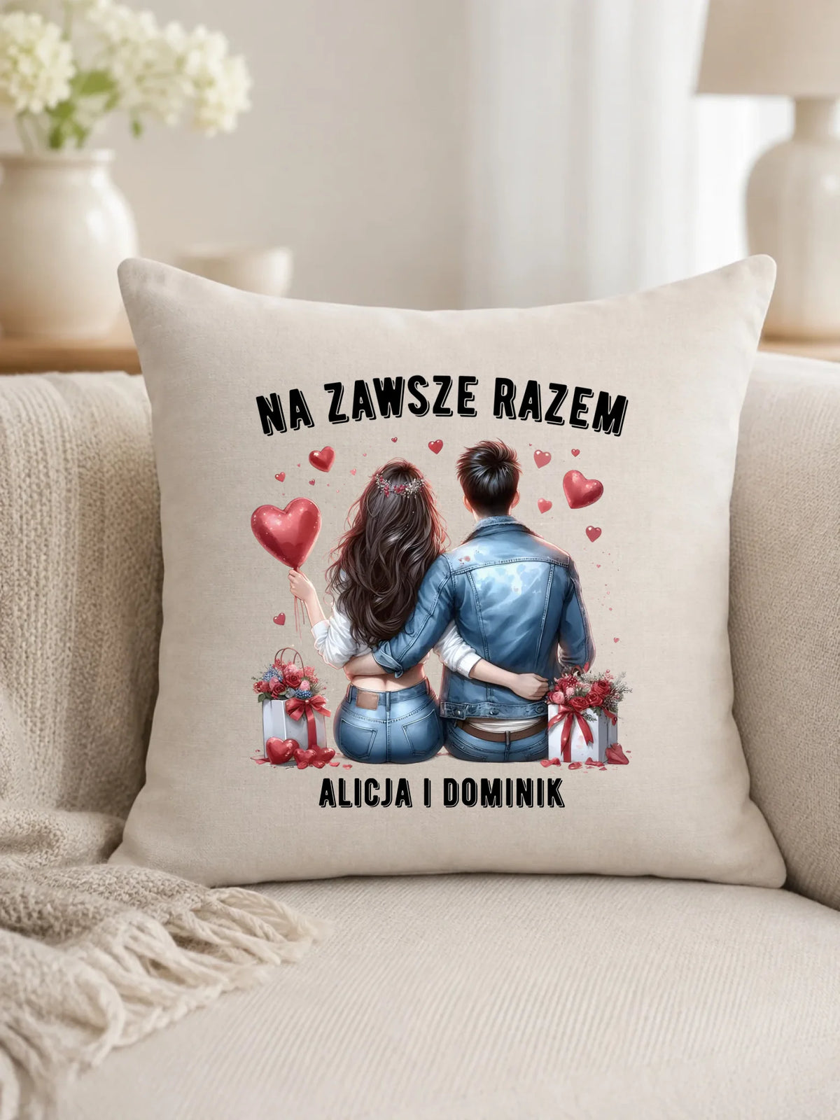 Poduszka dla par - Na zawsze razem - personalizowana W07