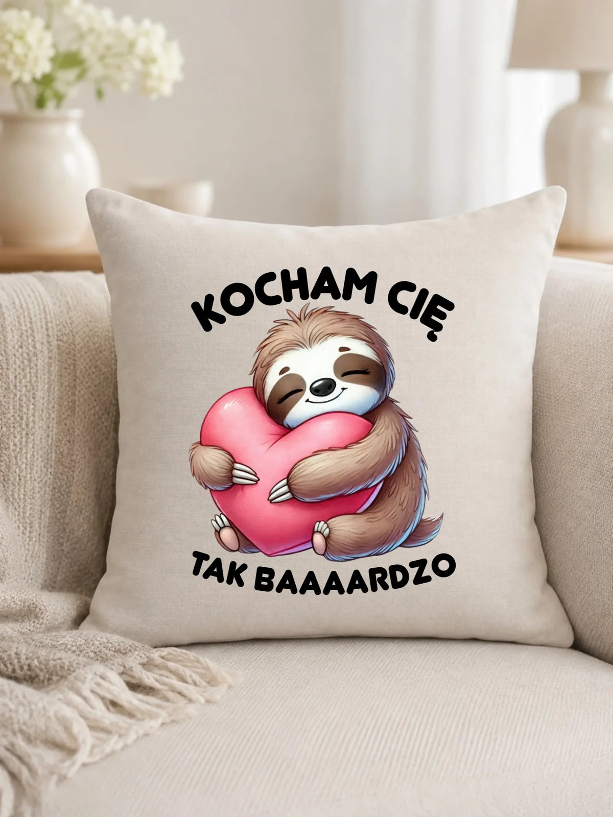 Poduszka dla - Leniwiec Kocham Cię tak baaaardzo W16
