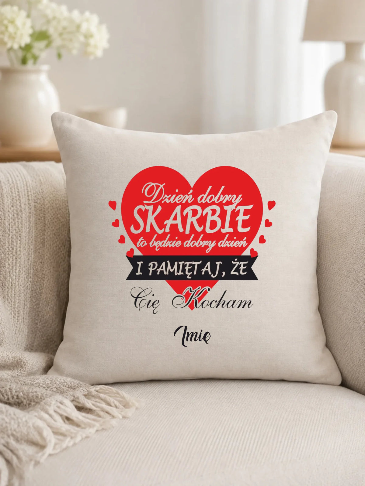 Poduszka dla par - Dzień dobry Skarbie - personalizowana W02