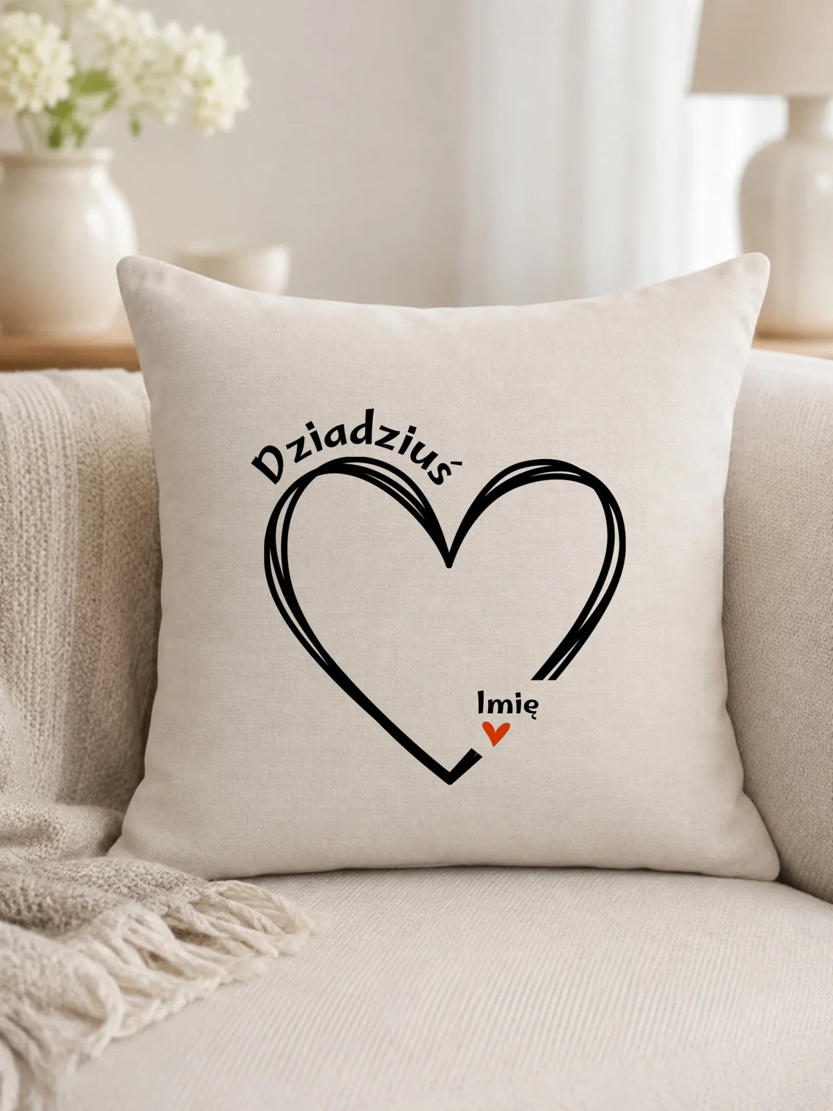 Poduszka dla dziadka - Serce z imionami wnuków 1-7 - personalizowana D26