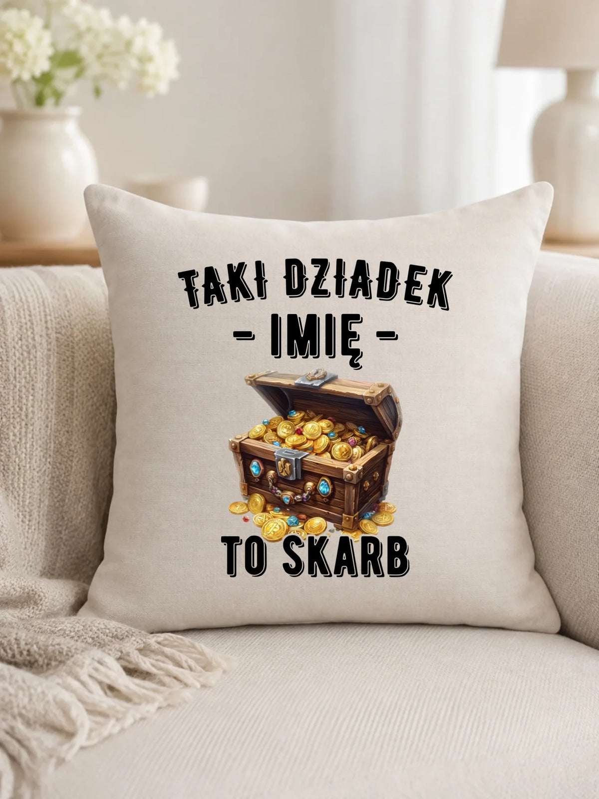 Poduszka dla dziadka - Taki dziadek to skarb - personalizowana D19