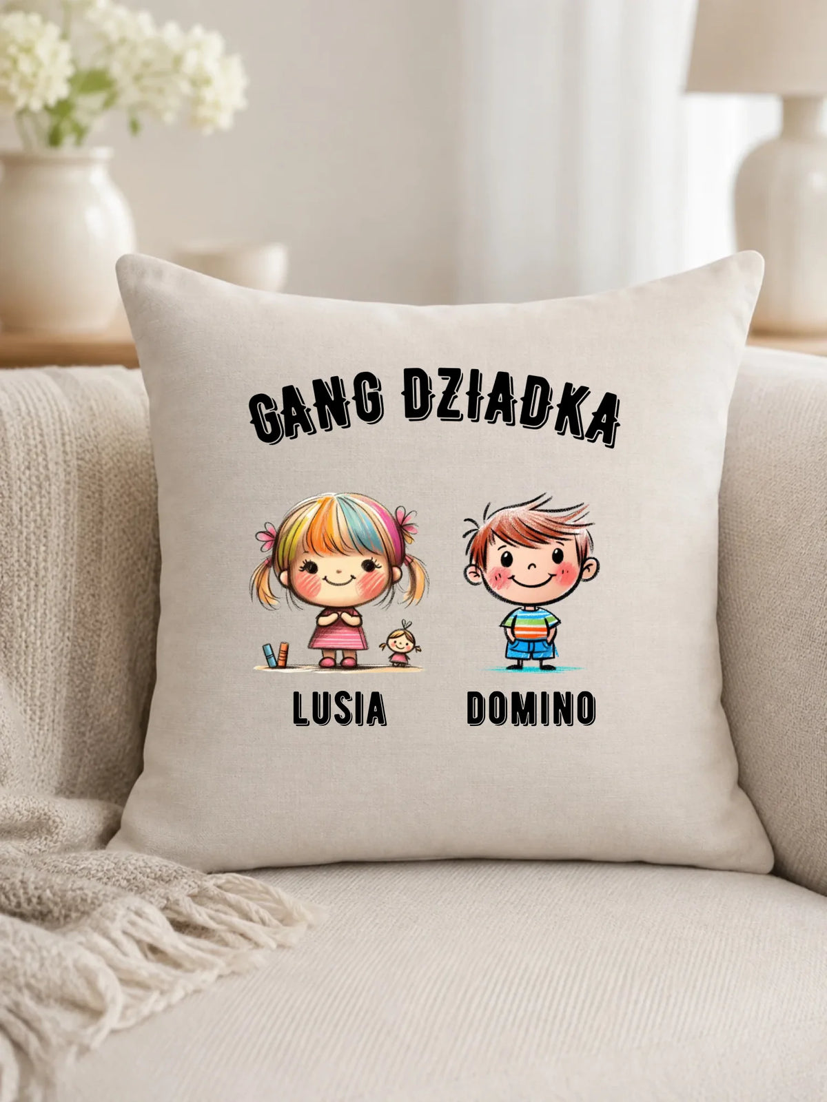 Poduszka dla dziadka - Gang Dziadka imiona wnuków 2-6 - personalizowana D18
