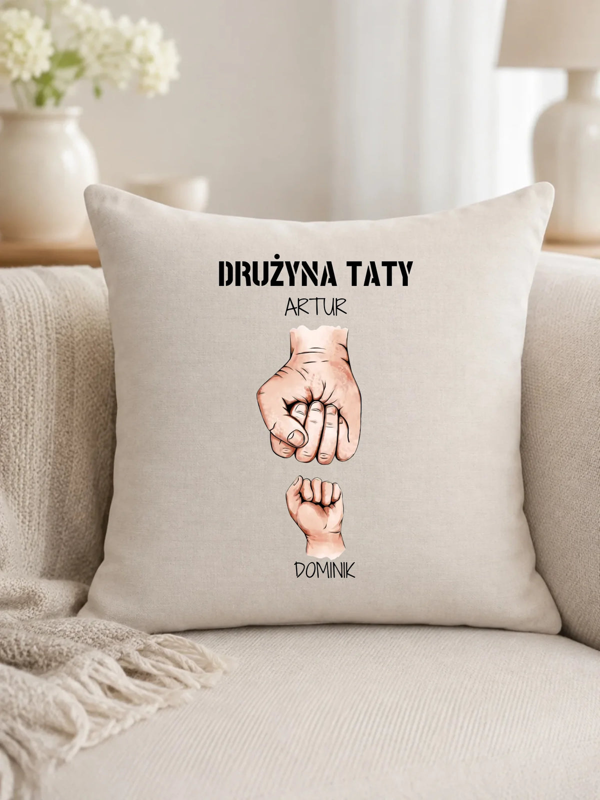 Poduszka dla taty - Drużyna taty 1-6 imion dzieci - personalizowana DT01