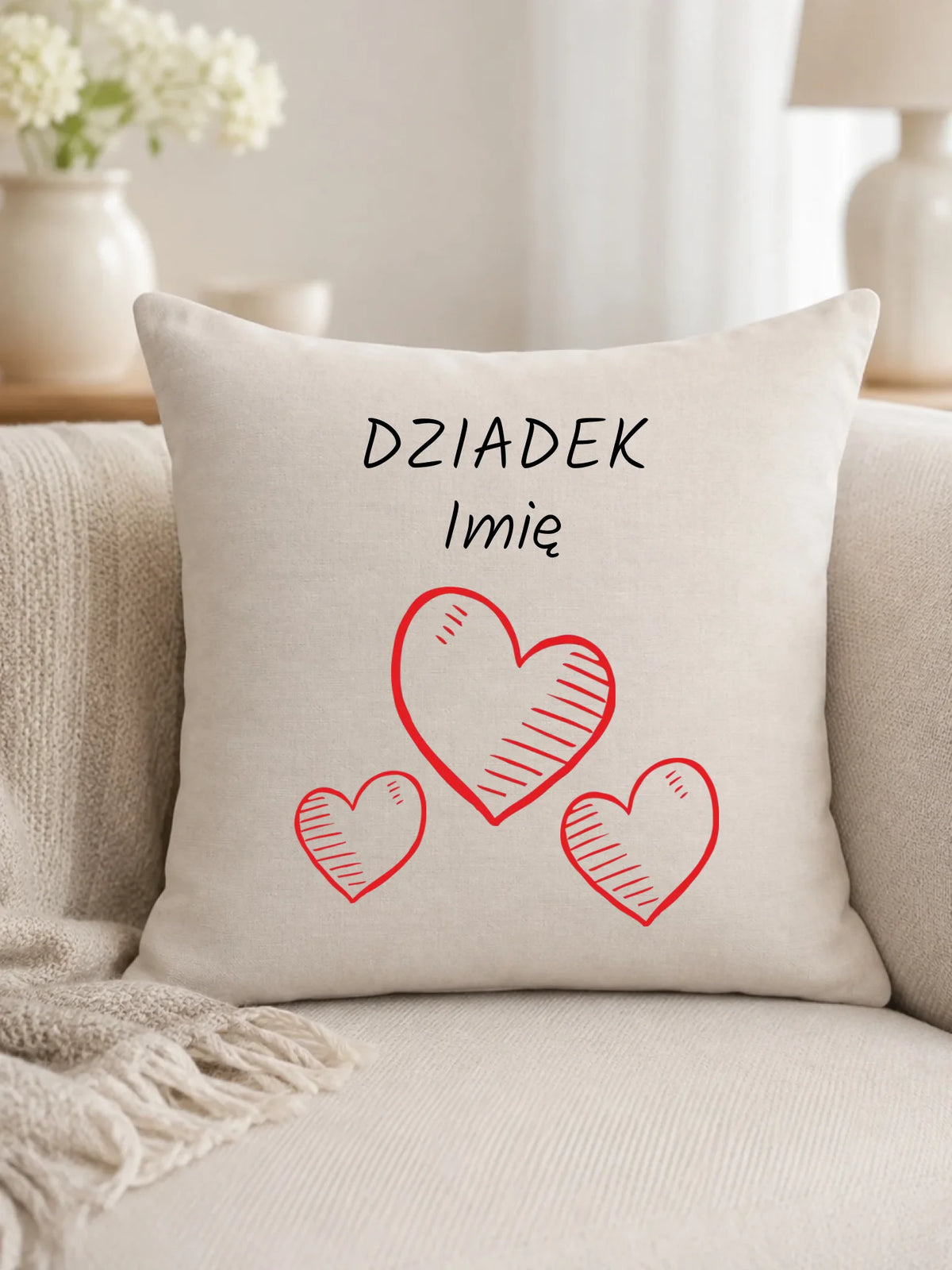 Poduszka dla dziadka - Serca - personalizowana D01