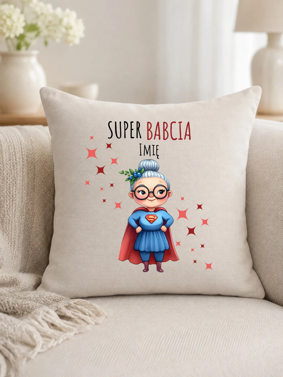 Poduszka dla babci - Super Babcia - personalizowana B02