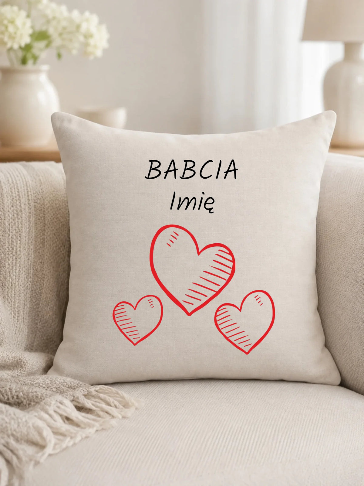 Poduszka dla babci - Serca - personalizowana B01