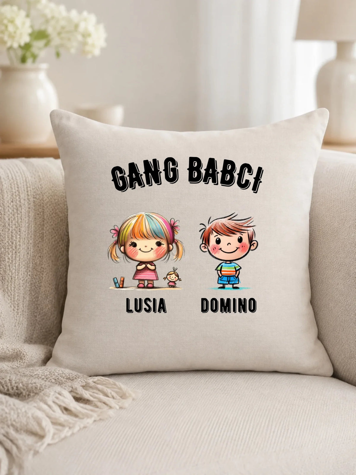 Poduszka dla babci - Gang Babci imiona wnuków 2-6 - personalizowana B18