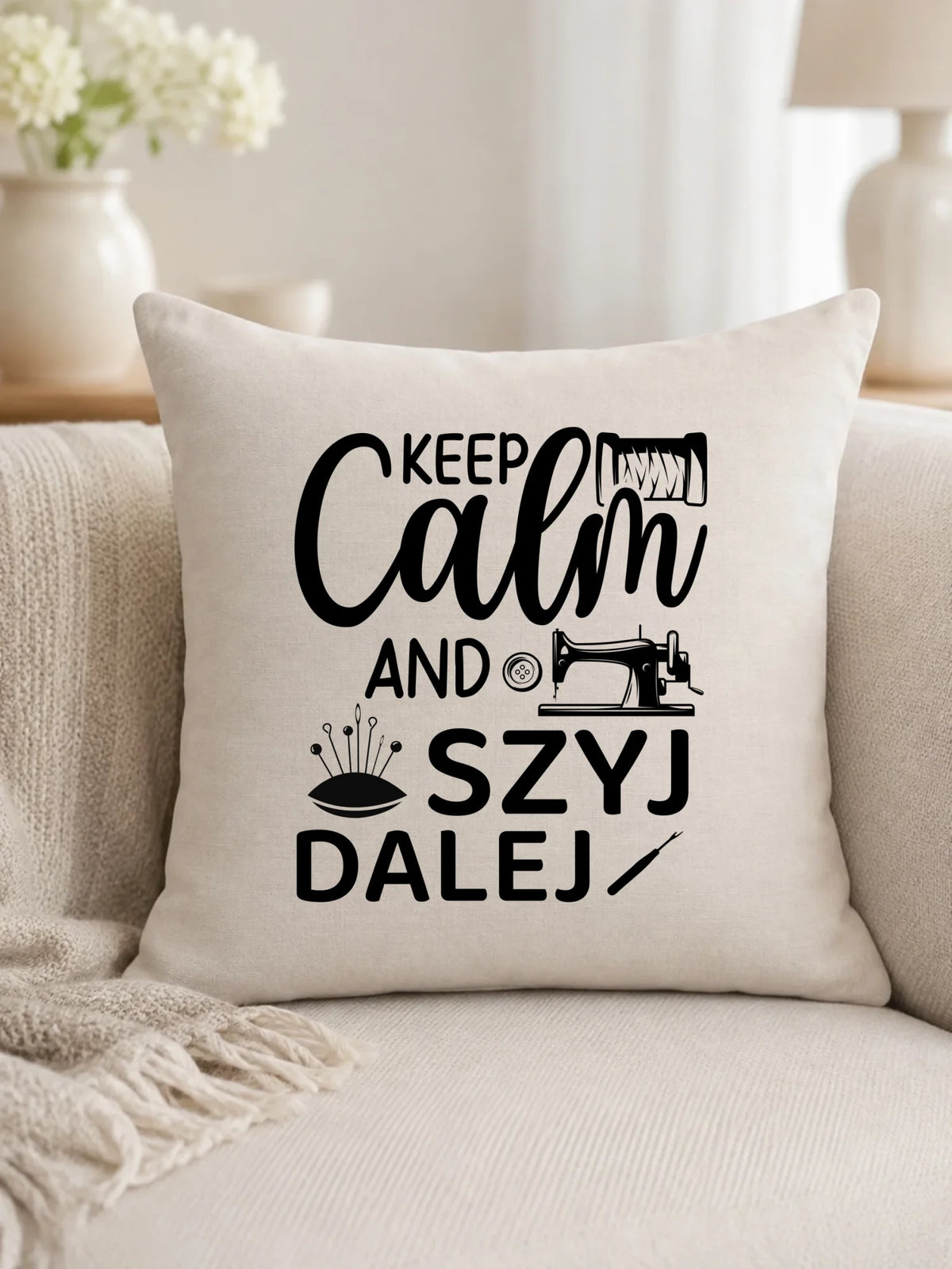 Poduszka szyciowa dla krawcowej - KEEP CALM and SZYJ DALEJ HS31