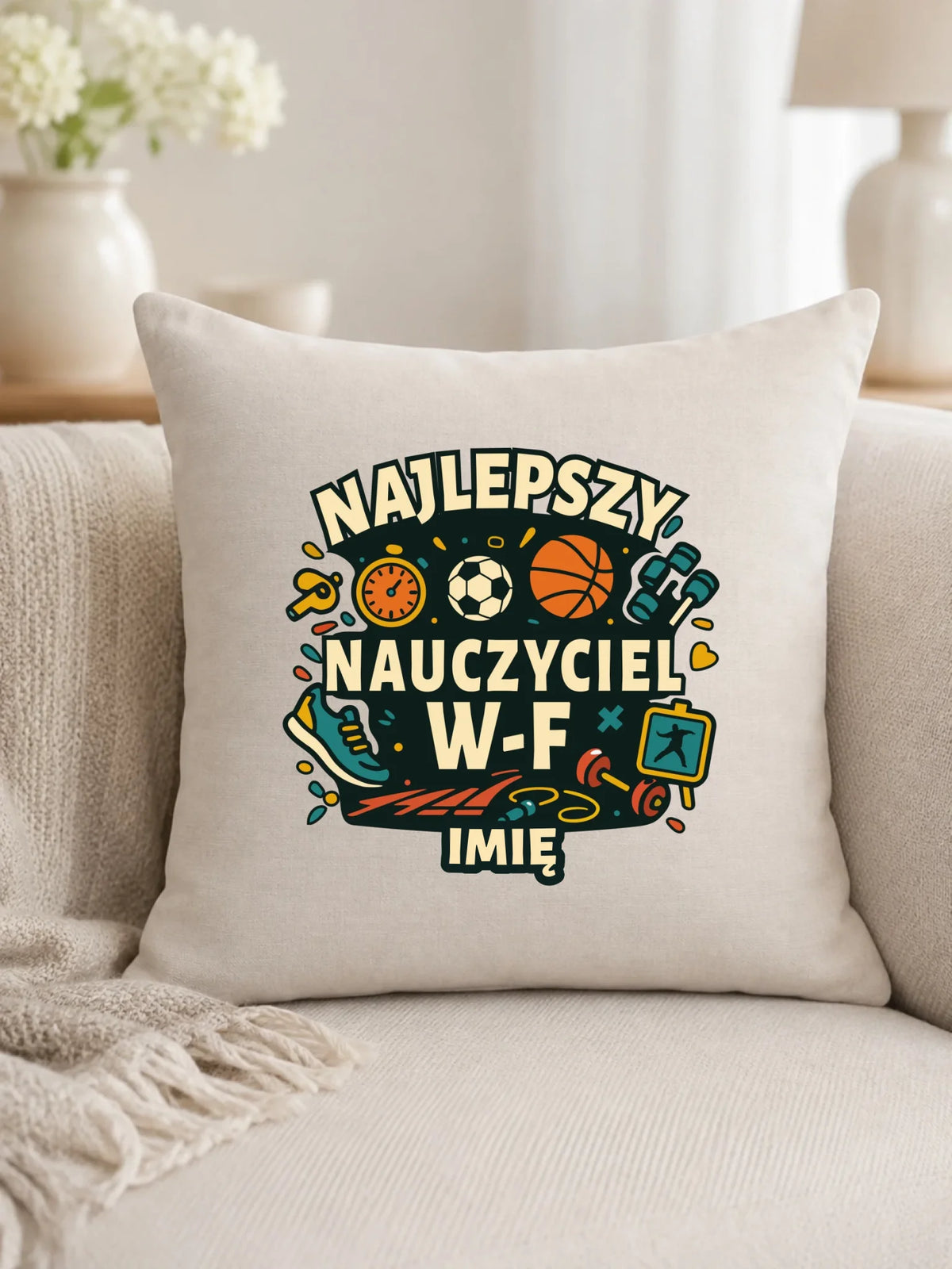 Poduszka dla nauczyciela wychowania fizycznego W-F - personalizowana N50