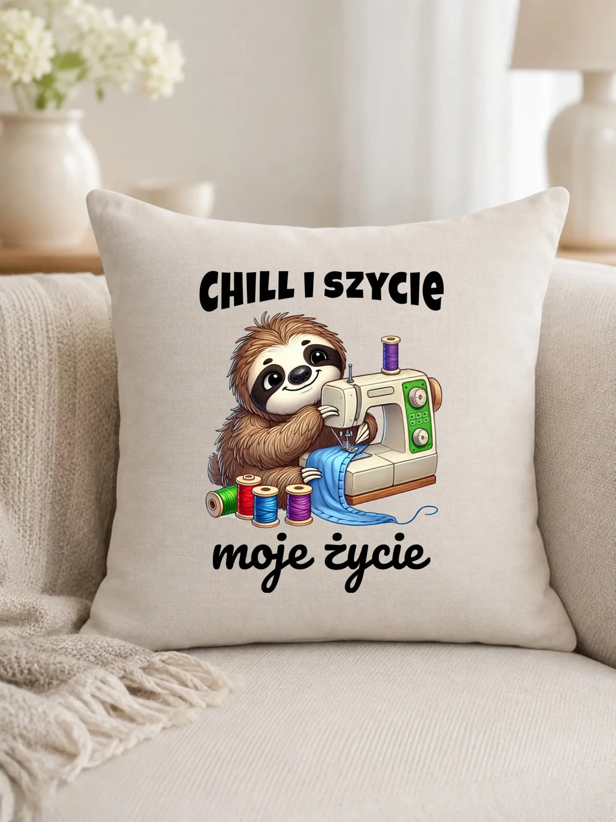 Poduszka szyciowa dla krawcowej - Chill i szycie moje życie HS17