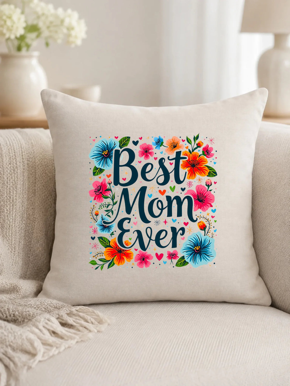 Poduszka dla mamy - Kwiaty - Best mom ever DM34