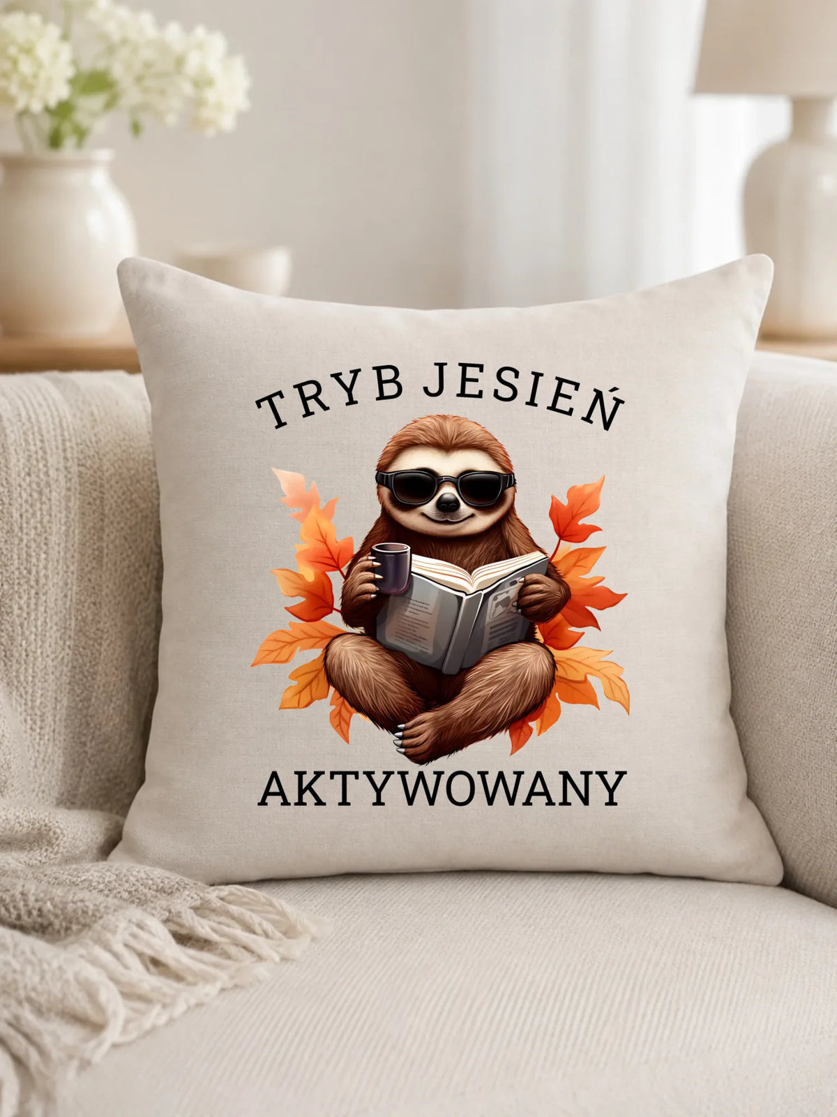 Poduszka jesienna - Leniwiec - Tryb jesień aktywowany JS23
