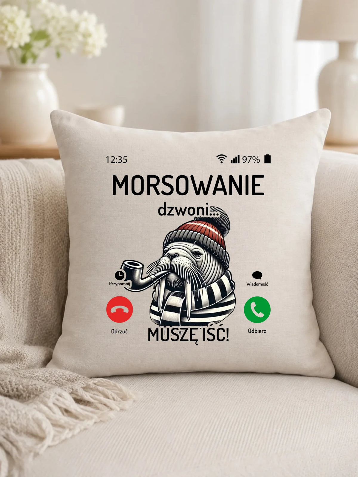 Poduszka - prezent dla morsa - Morsowanie dzwoni muszę iść - Mors HM19