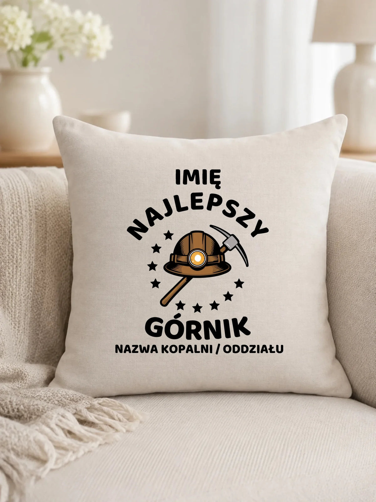 Poduszka - prezent dla górnika - Najlepszy górnik - personalizowana G23