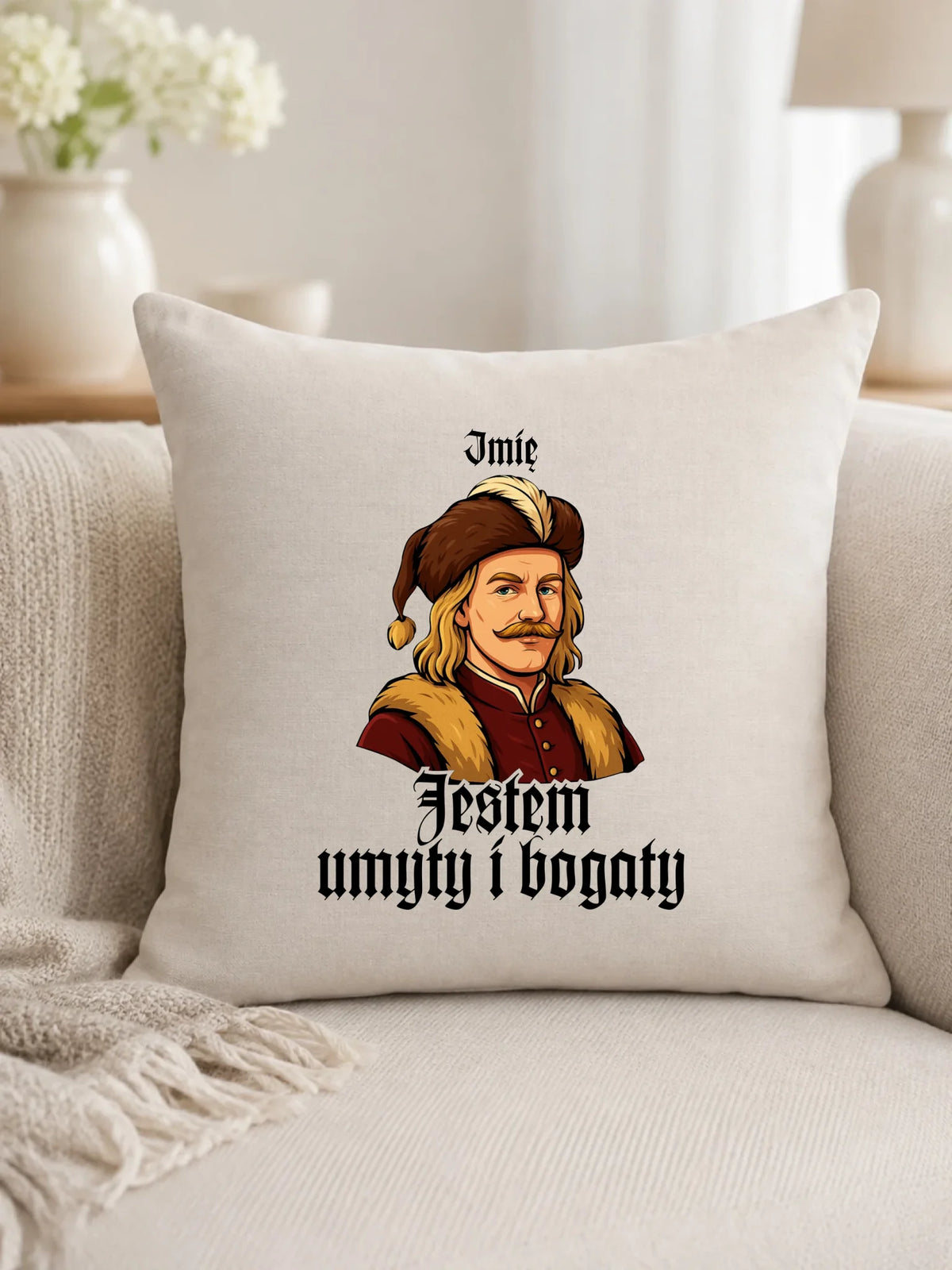Poduszka - Jestem umyty i bogaty - dla fanów serialu 1670 - personalizowana H60